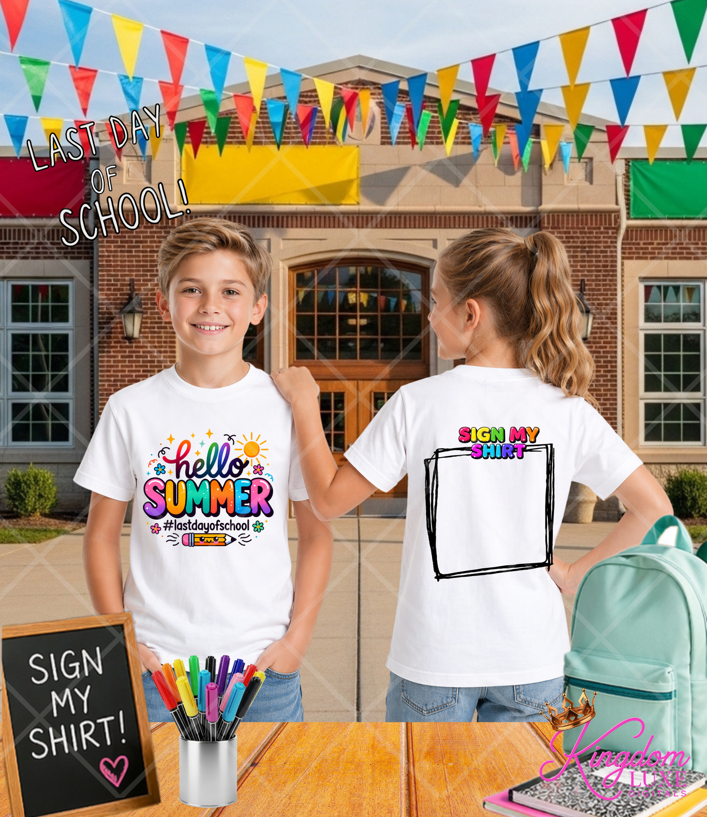 Last Day of School Sign My Shirt Tee | Hello Summer Kids Shirt | Autograph End of School T-Shirt | Last Day School Memory Shirt