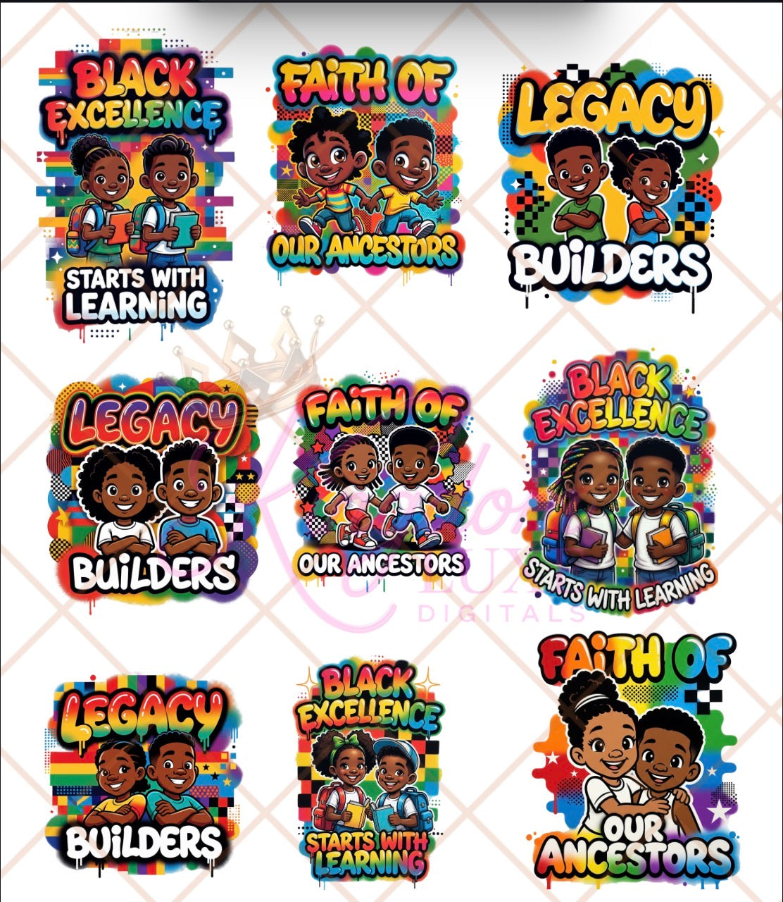 Black Excellence & Legacy Builders |Kids Faith & Culture Graphic Bundle Digital Download