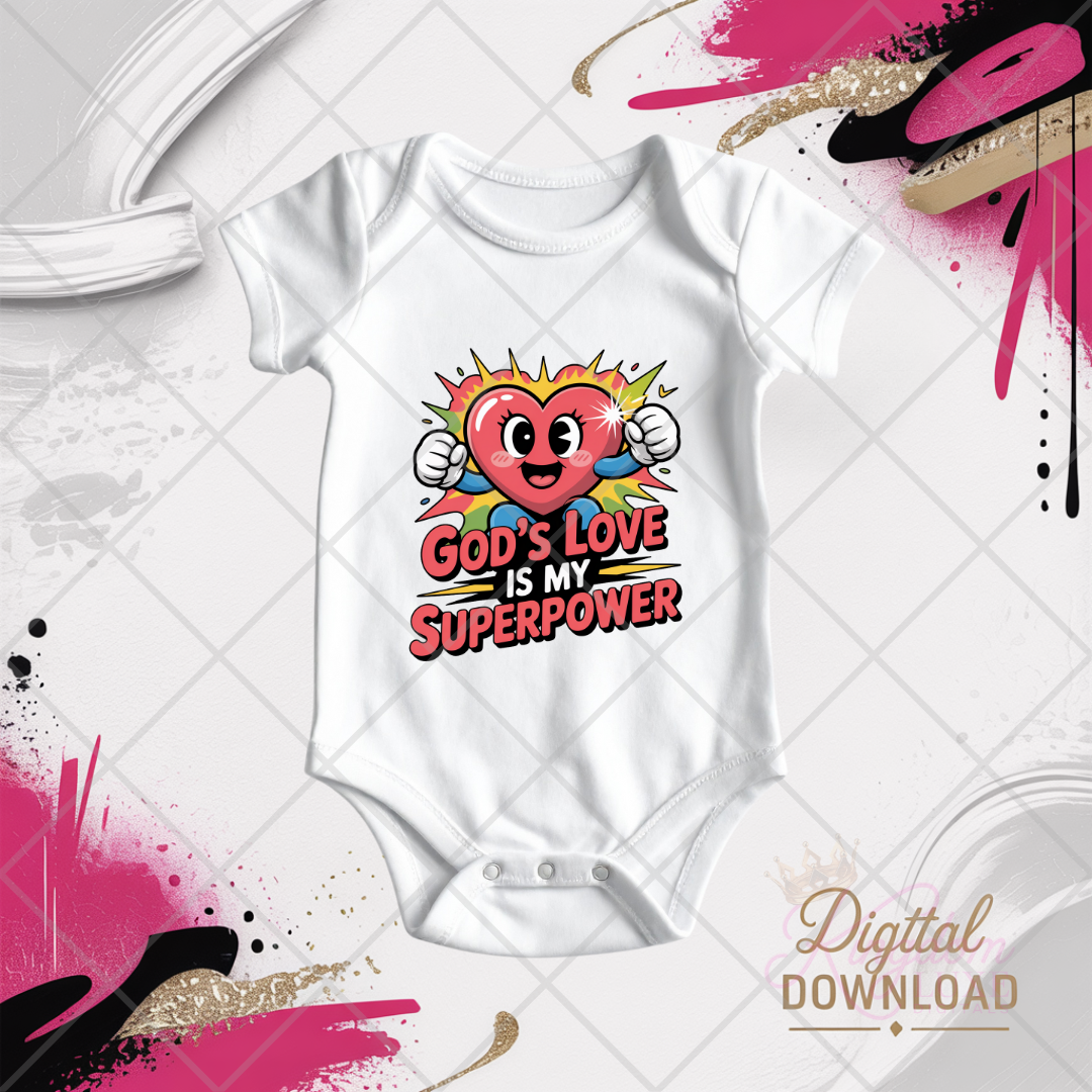 GOD's Love is My Super Power| Christian Valentine Clipart for Kids Digital Download