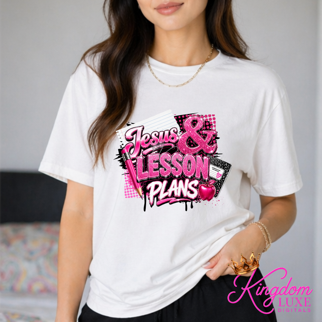 Jesus & Lesson Plans Teacher Shirt | Christian Teacher T-Shirt | Faith Based Educator Tee | Back to School Teacher Apparel