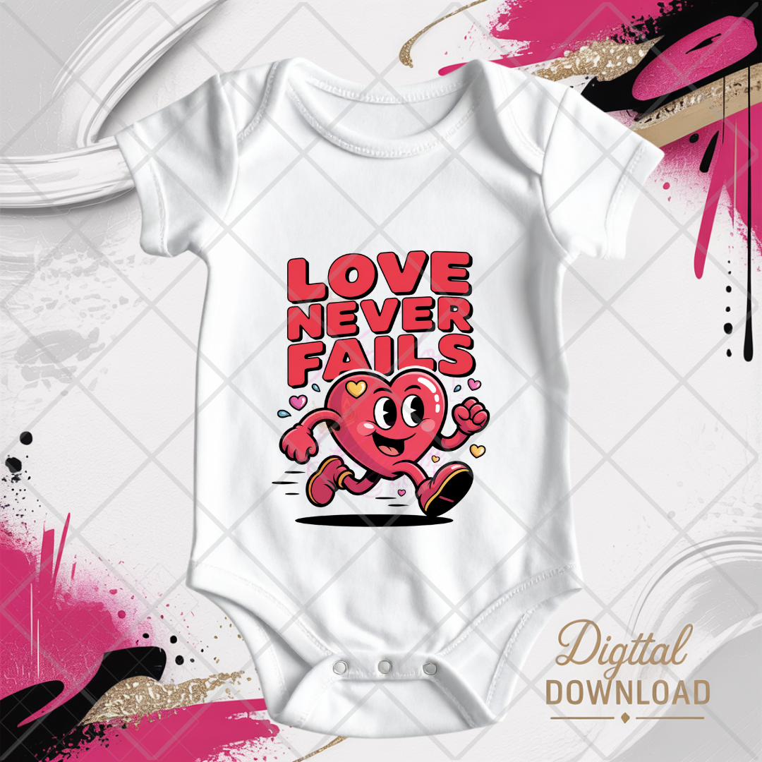 Love Never Fails | Christian Valentine Clipart for Kids Digital Download
