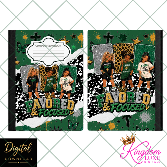 Favored & Focused Composition Notebook Cover | Christian School Notebook Cover | Printable Composition Book Wrap | Digital Download