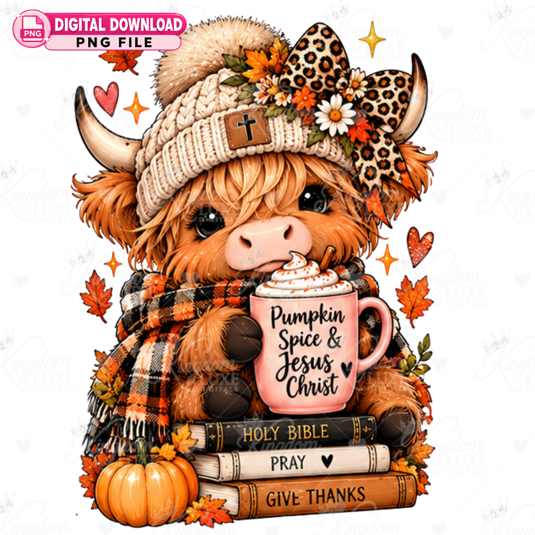 Fall Highland Cows PNG Collection — Christian Fall Digital Designs