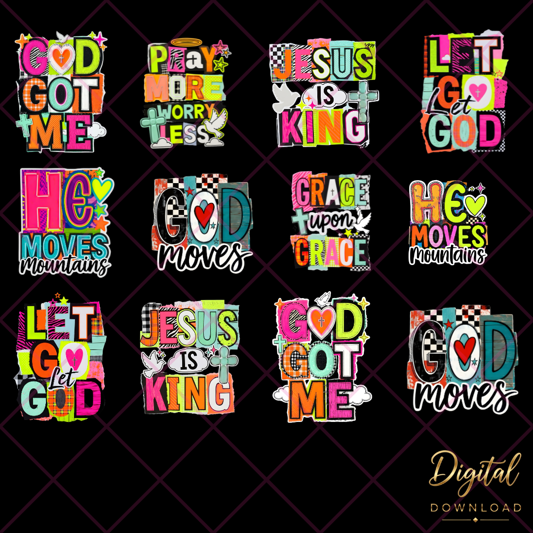 Christian PNG Bundle Faith-Based T-Shirt Designs with Resell Rights (Street Style Sublimation & DTF Graphics) Digital Download