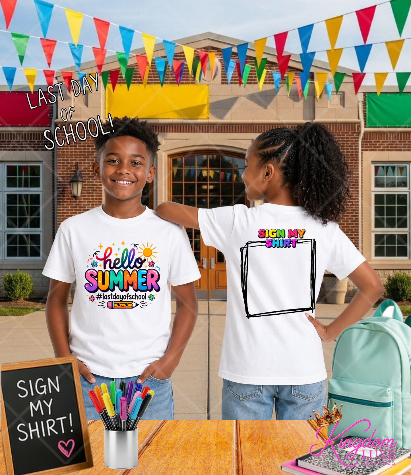 Last Day of School Sign My Shirt Tee | Hello Summer Kids Shirt | Autograph End of School T-Shirt | Last Day School Memory Shirt