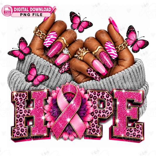 Breast Cancer Awareness HOPE PNG | Pink Ribbon Leopard Print Digital Design