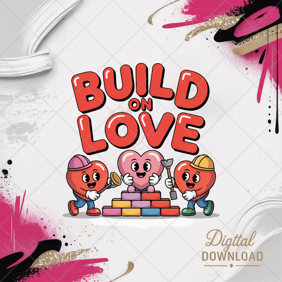 Build on Love | Christian Valentine Clipart for Kids Digital Download