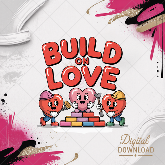 Build on Love | Christian Valentine Clipart for Kids Digital Download