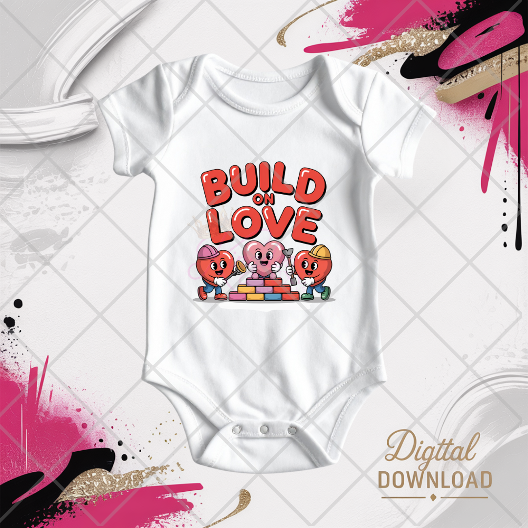 Build on Love | Christian Valentine Clipart for Kids Digital Download