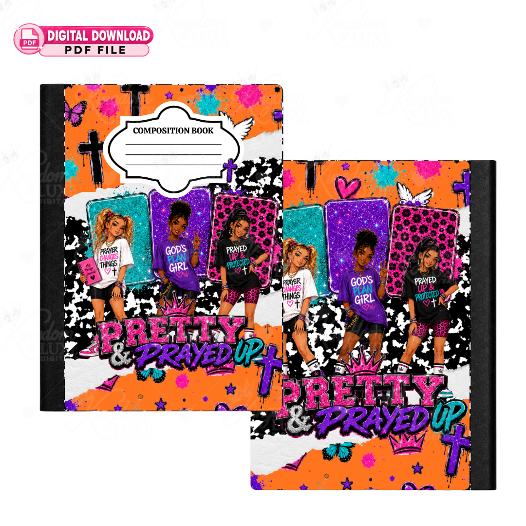 Pretty & Prayed Up — Printable Composition Notebook Covers