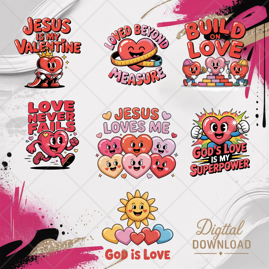 Faith & Love Valentine Bundle for Kids | Christian Valentine Clipart Digital Download