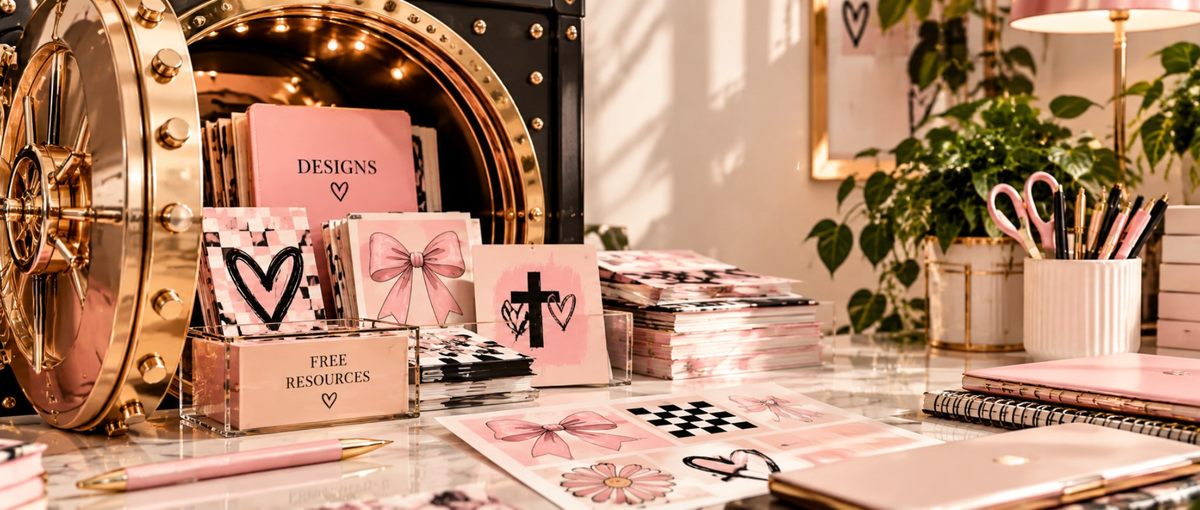 Kingdom Luxe Digital Free Design Vault creative workspace with digital design resources