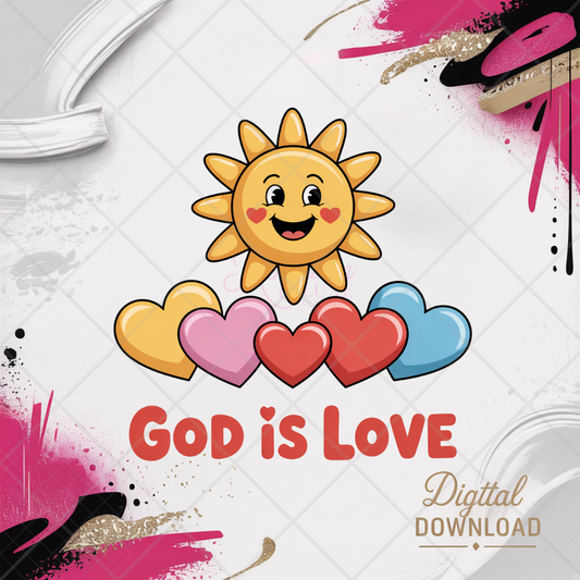 GOD is Love | Christian Valentine Clipart for Kids Digital Download