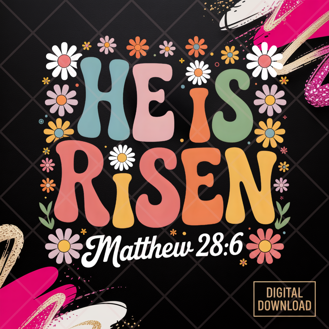 He Is Risen Matthew 28:6 SVG | Free Christian Easter PNG Design