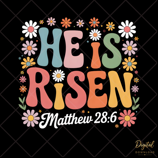He Is Risen Matthew 28:6 SVG | Free Christian Easter PNG Design