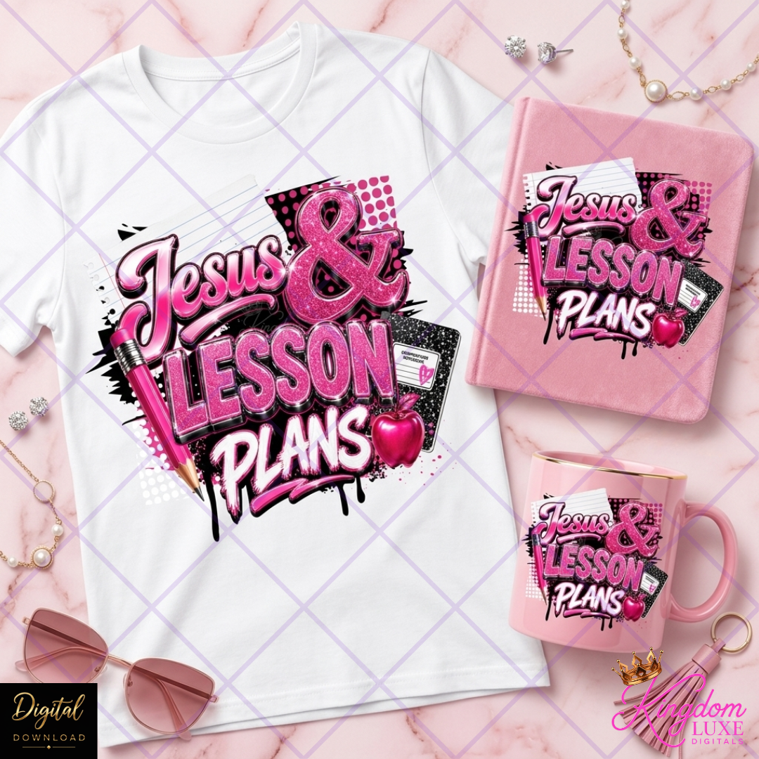 Jesus & Lesson Plans PNG | Christian Teacher Sublimation Design | Faith Based Teacher Graphic | Back to School PNG Download