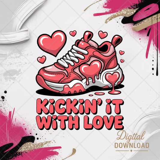 Kicking it with Love Valentine's Day Clip Art Digital Download