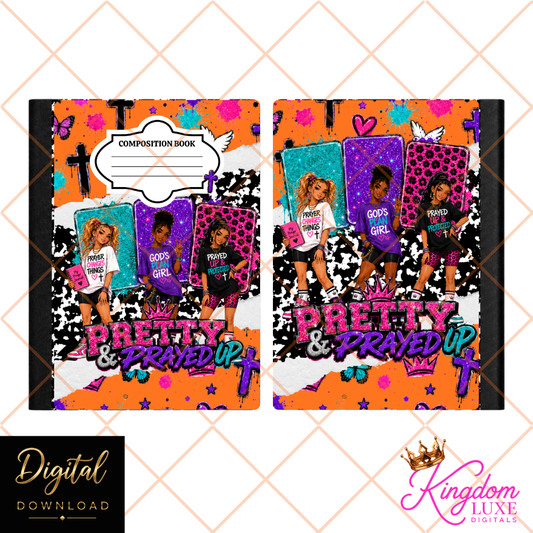 Pretty & Prayed Up Composition Notebook Covers | Christian School Notebook Cover Bundle | Printable Composition Book Wraps | Digital Download