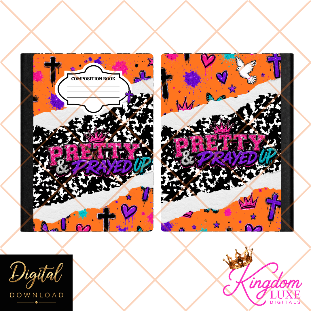 Pretty & Prayed Up Composition Notebook Covers | Christian School Notebook Cover Bundle | Printable Composition Book Wraps | Digital Download