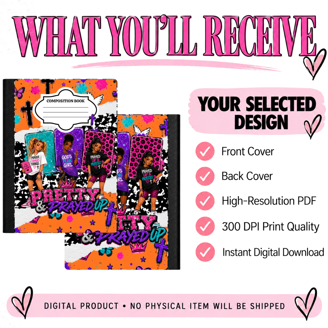Pretty & Prayed Up — Printable Composition Notebook Covers