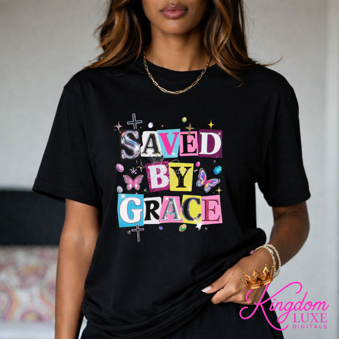 Saved By Grace Christian Graphic Tee | Faith Based Shirt for Women | Trendy Christian T-Shirt | Grace Inspired Boutique Apparel