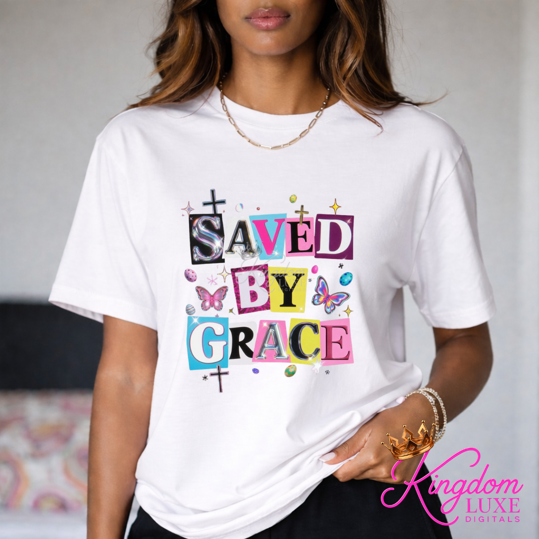 Saved By Grace Christian Graphic Tee | Faith Based Shirt for Women | Trendy Christian T-Shirt | Grace Inspired Boutique Apparel