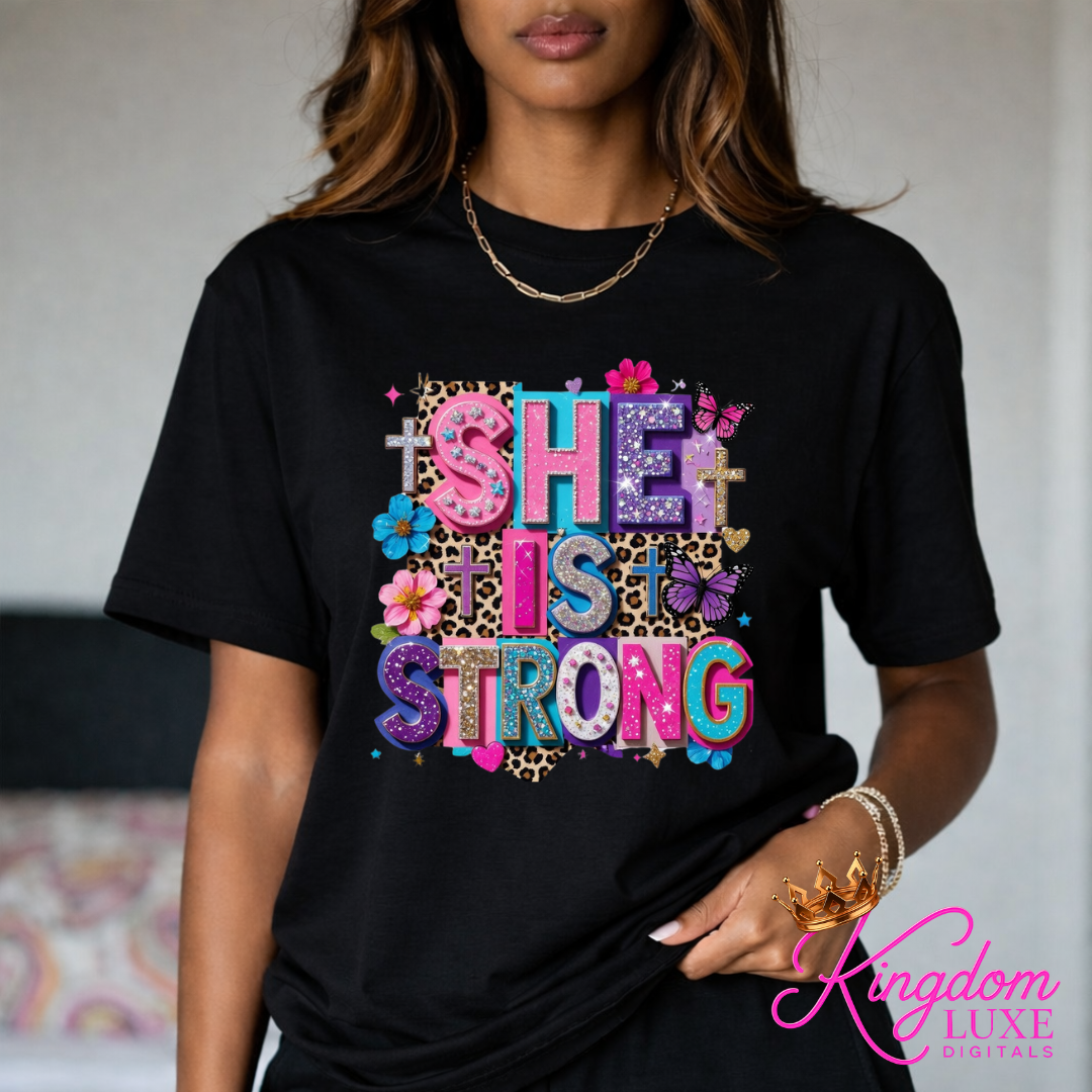 She Is Strong Christian Graphic Tee 2 | Faith Based Women’s Shirt | Inspirational Boutique T-Shirt | Proverbs 31 Christian Apparel