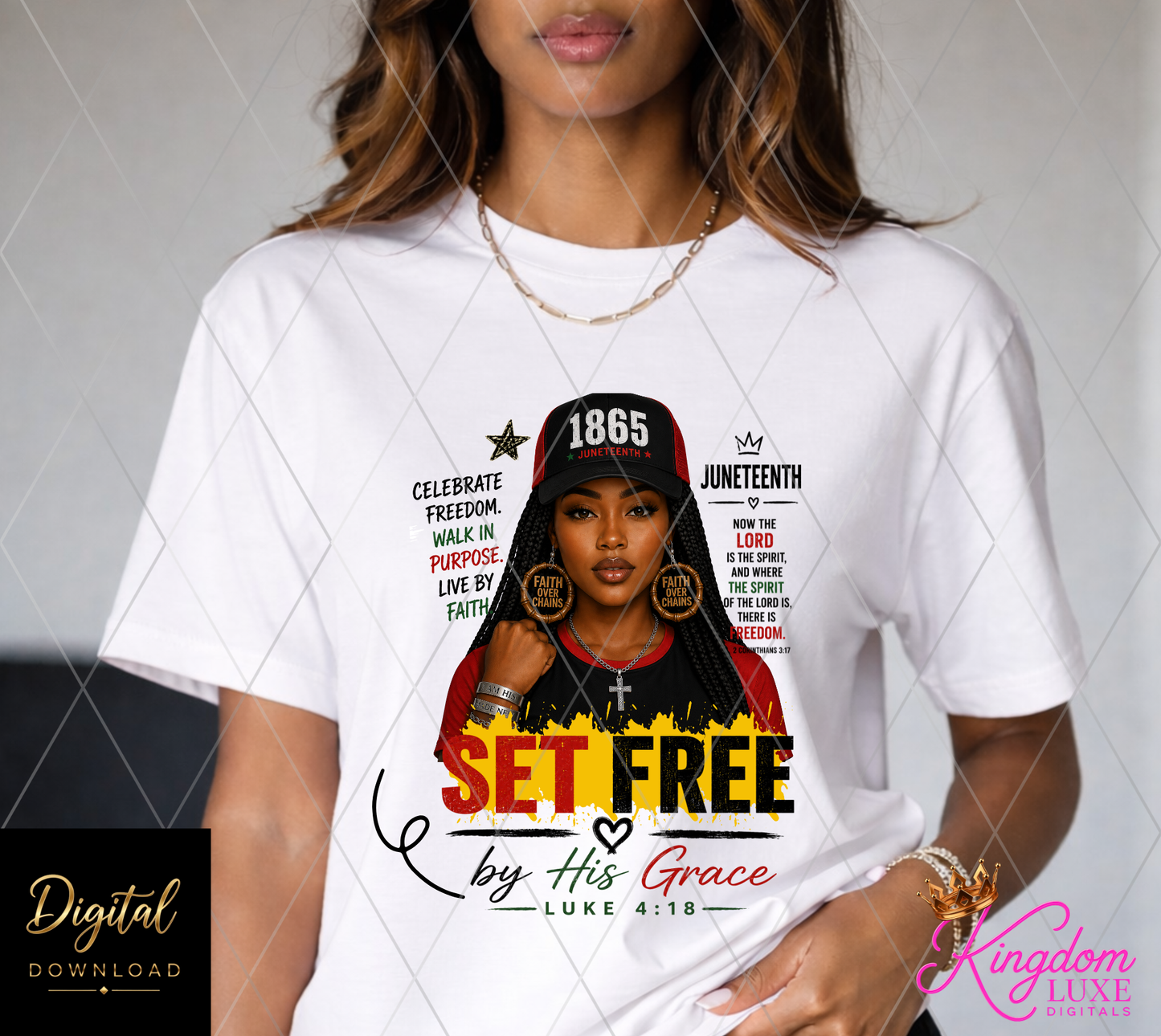 Set Free By His Grace Juneteenth PNG | Faith Based Juneteenth Shirt Design | Christian Juneteenth Sublimation PNG | Luke 4:18