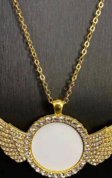 Angel Wing Photo Memorial Necklace/Hanger GOLD